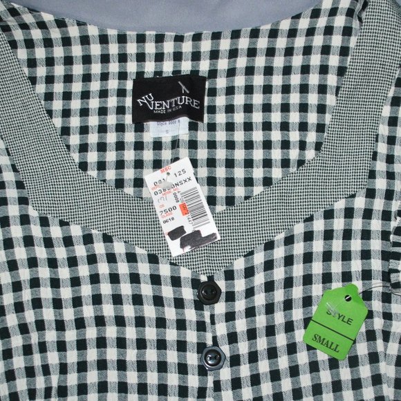 Vintage 90s Gingham Print Dress Short Sleeve Green & Cream Maxi Dress Nu Venture - Picture 5 of 10